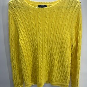Lands' End Women's Yellow‎ Cable Knit Sweater